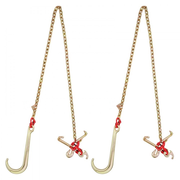 2 Bucati Lant de Remorcare G80, Lungime 1.83 m, Grosime 7.94 mm, Carlig tip J de 38.1 cm, Tija Lunga RTJ