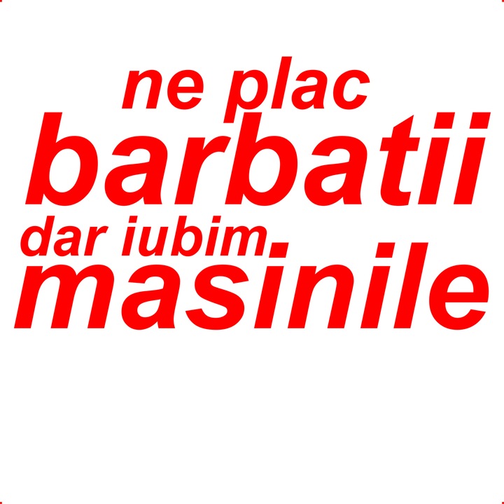 Sticker auto ne plac barbatii, Cri Flo, Rezistent la apa, Culoare Rosu, Marime 21 cm