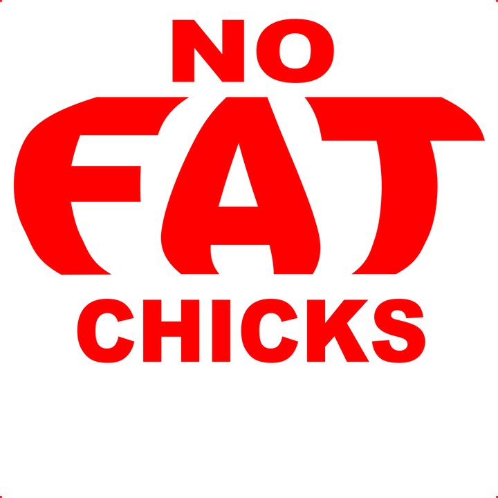 Sticker auto no fat chicks, Cri Flo, Rezistent la apa, Culoare Rosu, Marime 21 cm