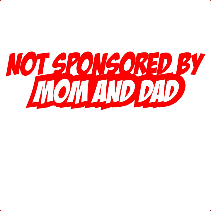 Sticker auto not sponsored, Cri Flo, Rezistent la apa, Culoare Rosu, Marime 21 cm