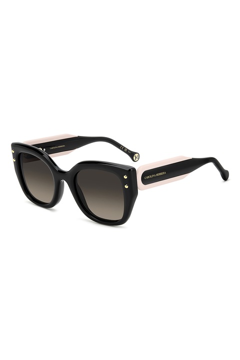 Carolina Herrera, Ochelari de soare patrati cu logo, 51-24-145, Negru/Roz pal