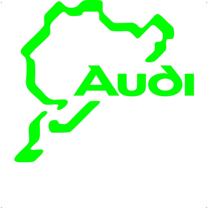 Sticker auto nurburgring audi, Cri Flo, Rezistent la apa, Culoare Verde, Marime 21 cm