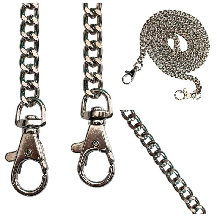 Lancuszek pentru toreba cu carabinite Kacperek 60cm, argintiu, 2,3mm x 8mm