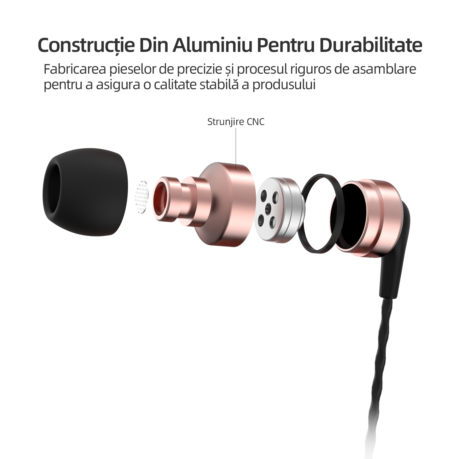 SoundMAGIC E80C Casti cu fir intraauriculare cu microfon, calitate sunet Hi-Fi mufa Audio placata cu aur de 3.5 mm cablu impletit Anti-incurcatura Euro proiectat pentru audiofili, aur