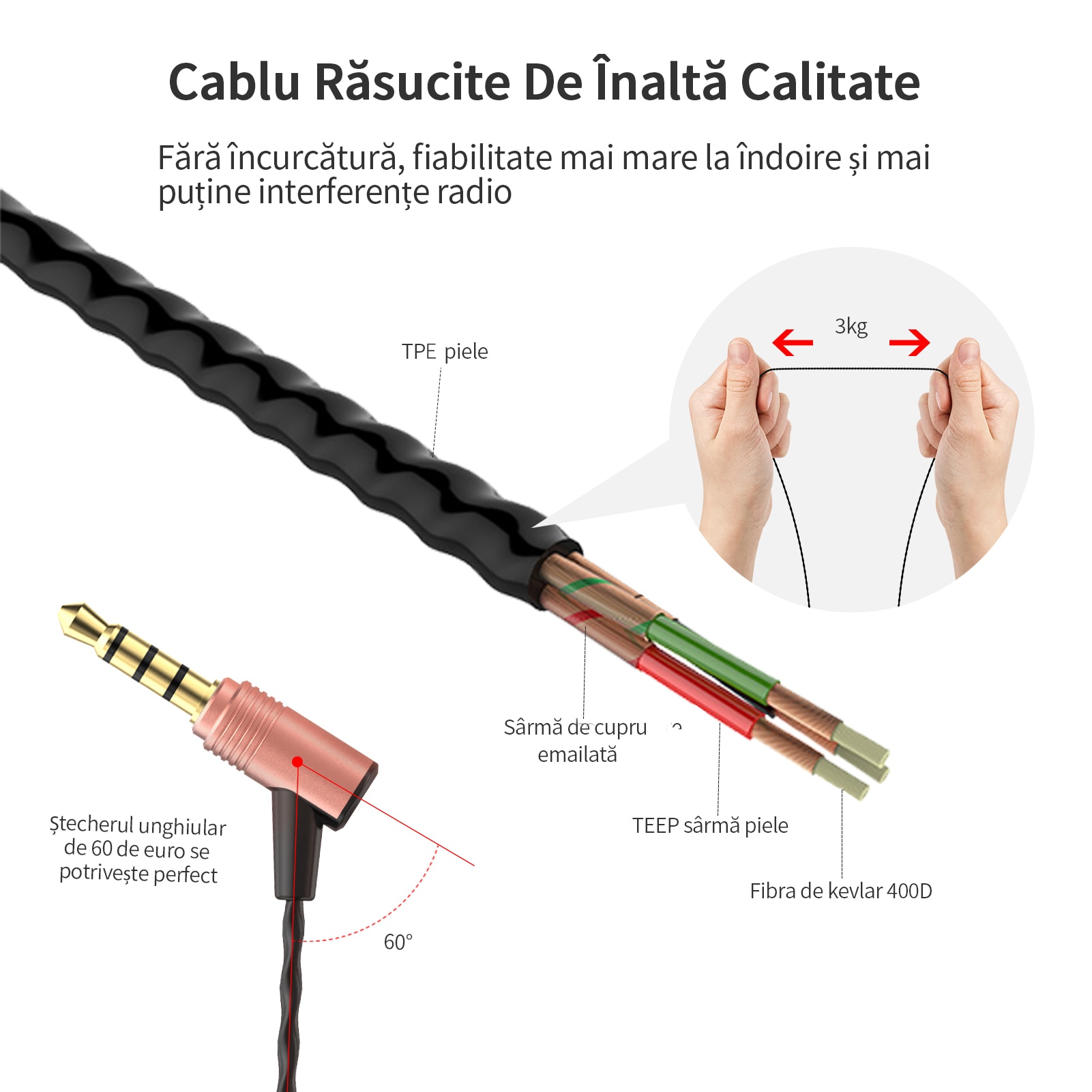 SoundMAGIC E80C Casti cu fir intraauriculare cu microfon, calitate sunet Hi-Fi mufa Audio placata cu aur de 3.5 mm cablu impletit Anti-incurcatura Euro proiectat pentru audiofili, aur