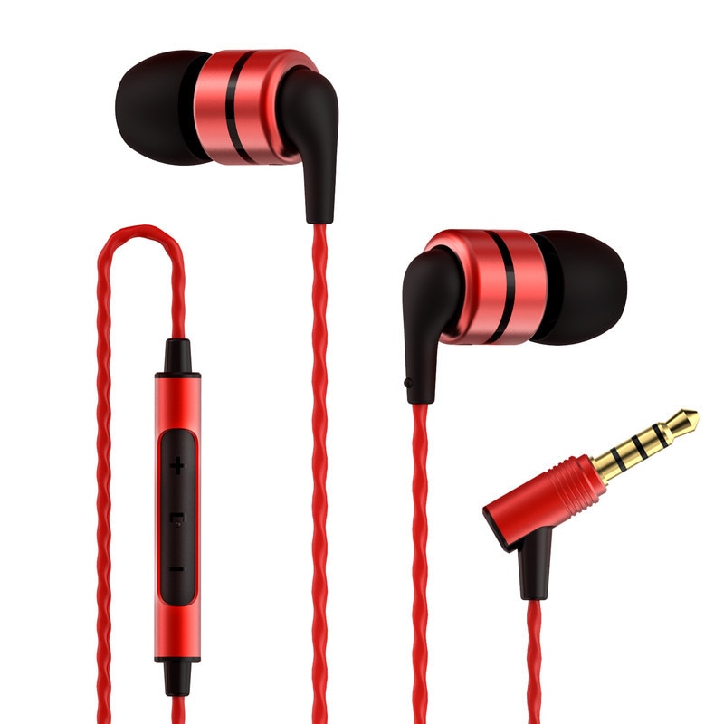 SoundMAGIC E80C Casti cu fir intraauriculare cu microfon, calitate sunet Hi-Fi mufa Audio placata cu aur de 3,5 mm cablu impletit Anti-incurcatura Euro proiectat pentru audiofili, rosu