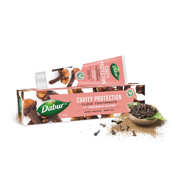 Dabur Bio fogkrém szegfűszeggel, 100 ml, fluoriddal, védelem a fogszuvasodás ellen