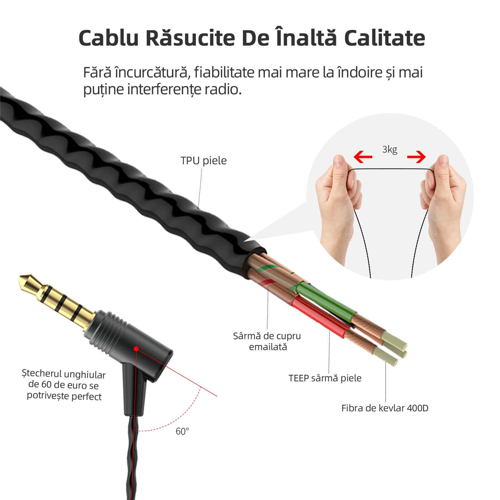 SoundMAGIC E80C Casti cu fir intraauriculare cu microfon, calitate sunet Hi-Fi mufa Audio placata cu aur de 3,5 mm cablu impletit Anti-incurcatura standard pentru audiofili, Negru-Gri