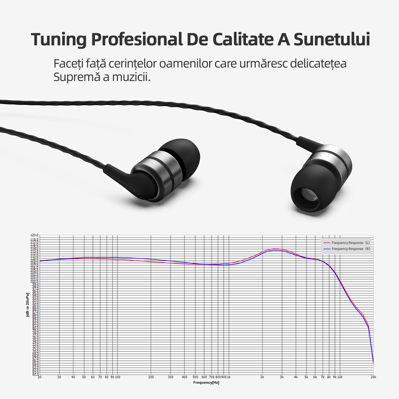 SoundMAGIC E80C Casti cu fir intraauriculare cu microfon, calitate sunet Hi-Fi mufa Audio placata cu aur de 3,5 mm cablu impletit Anti-incurcatura standard pentru audiofili, Negru-Gri
