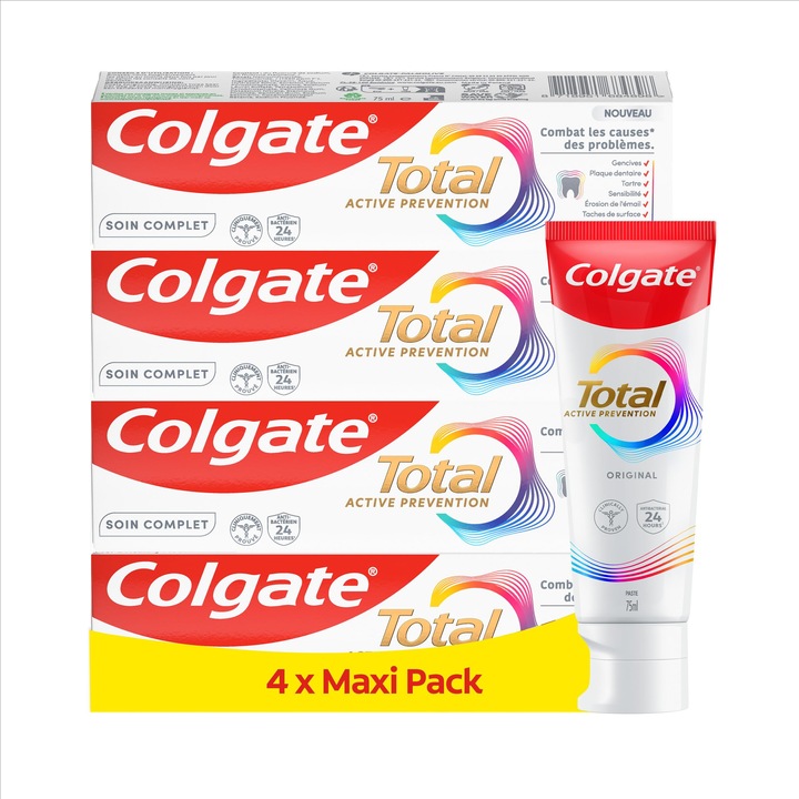 Colgate Total Active Prevention fogkrém, 4 x 100 ml-es készlet, fluoriddal, segít az ínyproblémákon