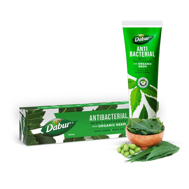 Dabur Neem fogkrém, 100 ml, fluoriddal, friss leheletért és szájápolásért