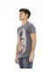 Trussardi, Tricou cu decolteu la baza gatului si imprimeu grafic, Gri, XL