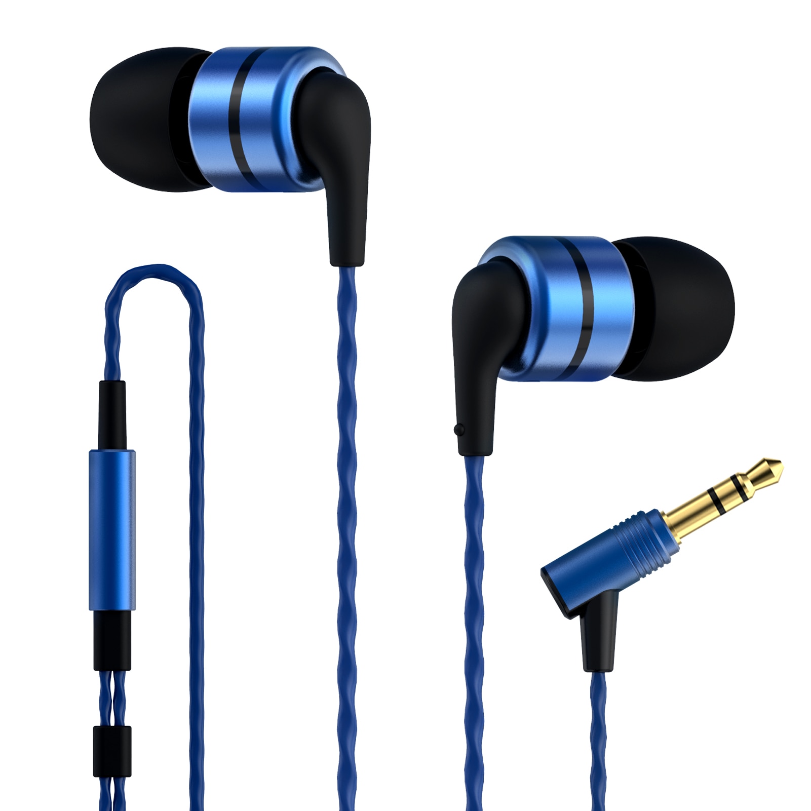 SoundMAGIC E80C Casti cu fir intraauriculare cu microfon, calitate sunet Hi-Fi mufa Audio placata cu aur de 3,5 mm cablu impletit Anti-incurcatura standard pentru audiofili, Albastru