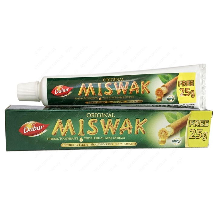 Meswak fogkrém, Dabur, 2x75g, fluoriddal, ízesítetlen