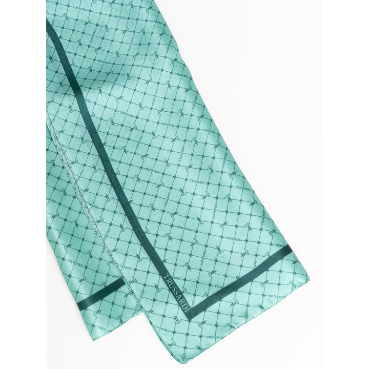 Trussardi, Esarfa din matase cu model, Verde menta