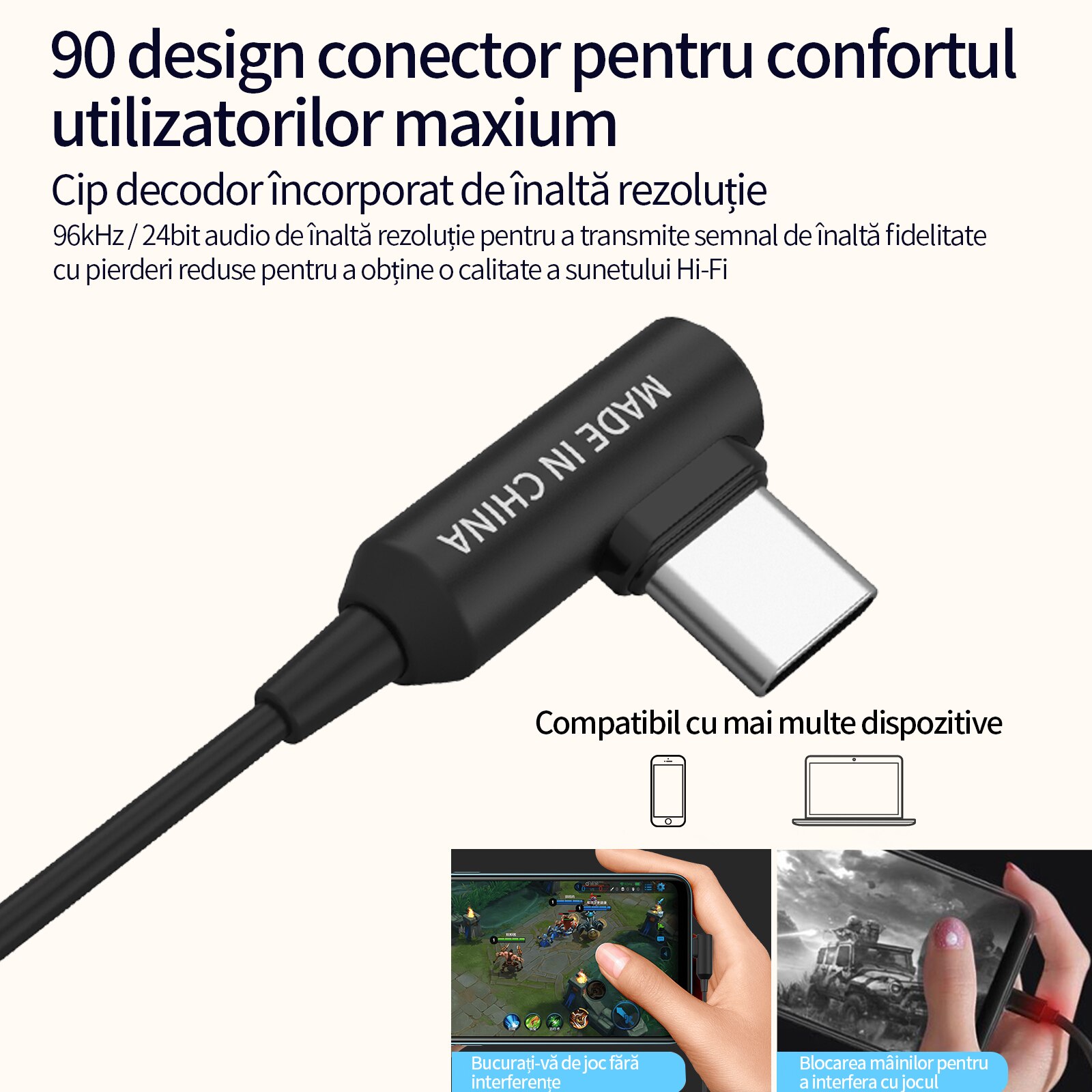 Casti SoundMAGIC E80D Type-C cu microfon, cip decodor de inalta rezolutie, raspuns puternic la bass, compatibil cu telefoane/tablete/laptopuri Android, negru