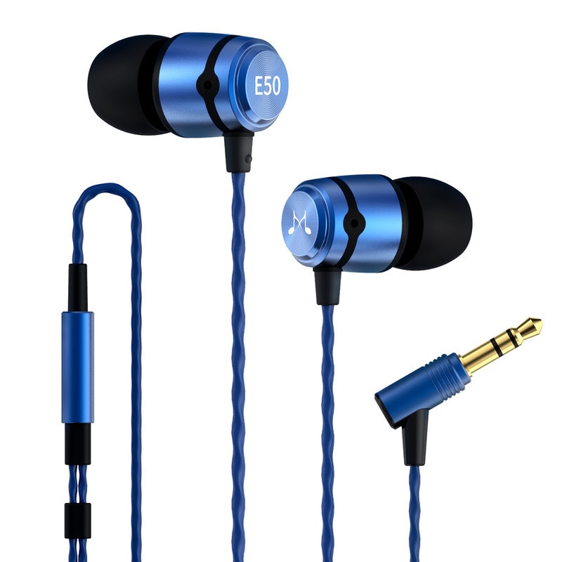 Casti SoundMAGIC E50 cu fir in-ear cu performanta imbunatatita la bass, calitate audio in inalta definitie, mufa audio de 3,5 mm, compatibile cu telefoane/calculatoare/tablete, albastru