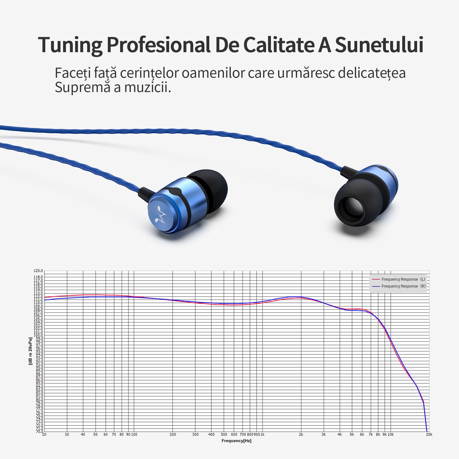 Casti SoundMAGIC E50 cu fir in-ear cu performanta imbunatatita la bass, calitate audio in inalta definitie, mufa audio de 3,5 mm, compatibile cu telefoane/calculatoare/tablete, albastru