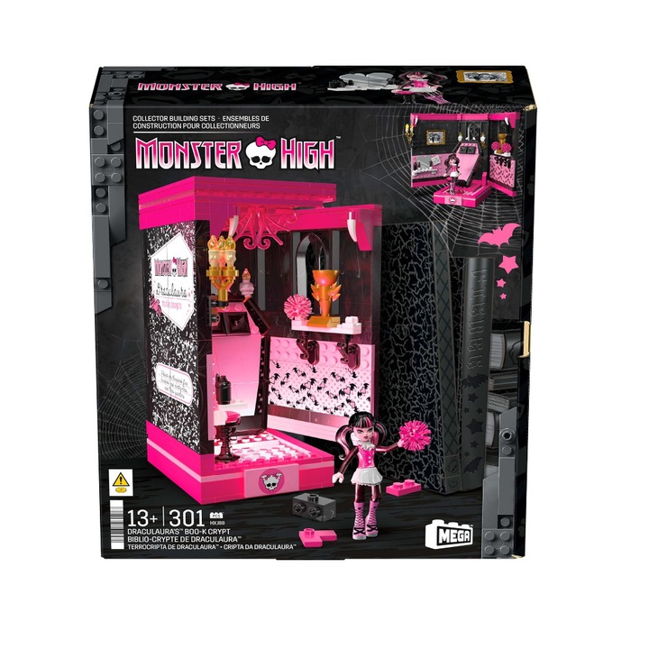 Set Monster High Mega Bloks Draculaura, plastic, 302 piese, 13+ ani