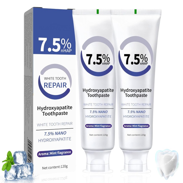 Traboto fogkrém, 2 darabos készlet, hidroxiapatittal dúsított, fluoridmentes helyreállító