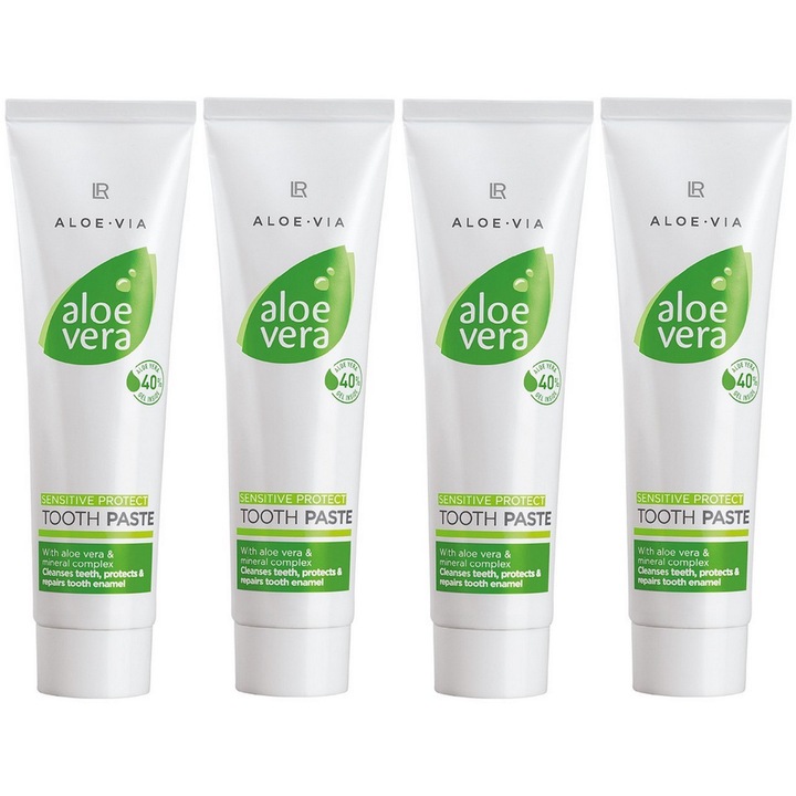 Pasta de dinți LR Aloe Via Aloe Vera pentru dinți sensibili, set 4x100ml, cu fluor