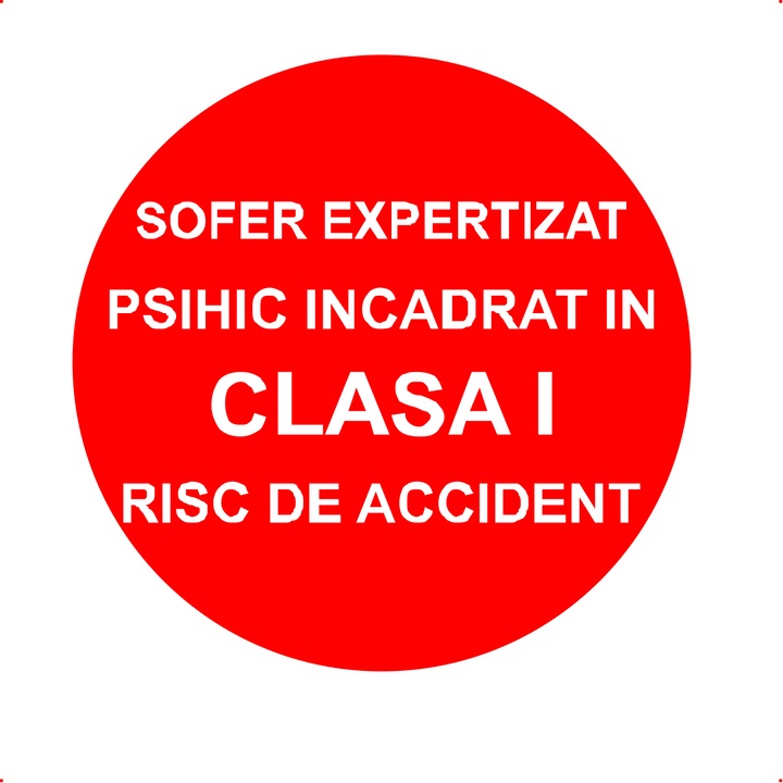 Sticker auto sofer expertizat, Cri Flo, Rezistent la apa, Culoare Rosu, Marime 21 cm