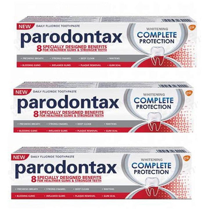 Parodontax fehérítő fogkrém, 3 x 75 ml-es készlet, fluoriddal
