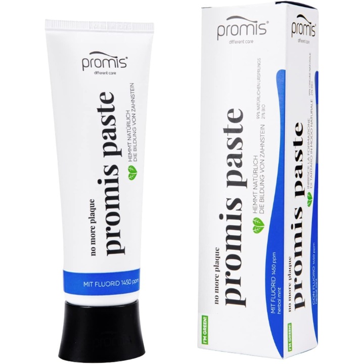 Promis természetes fogkrém, lepedék elleni, fluoriddal, vegán, 100ml
