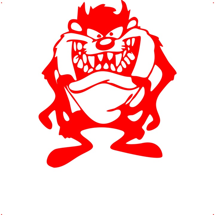 Sticker auto taz v3, Cri Flo, Rezistent la apa, Culoare Rosu, Marime 21 cm