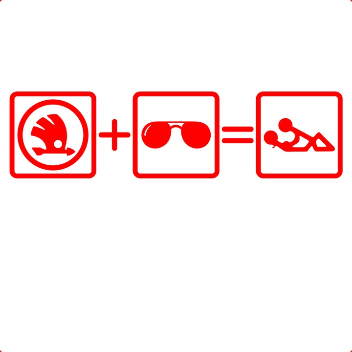 Sticker auto still skoda, Cri Flo, Rezistent la apa, Culoare Rosu, Marime 21 cm