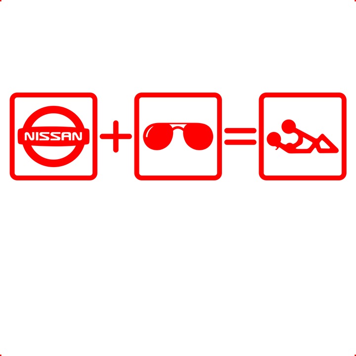 Sticker auto still nissan, Cri Flo, Rezistent la apa, Culoare Rosu, Marime 21 cm