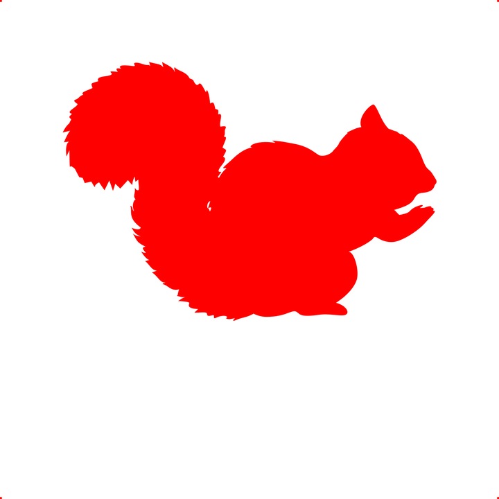 Sticker auto veverita, Cri Flo, Rezistent la apa, Culoare Rosu, Marime 21 cm