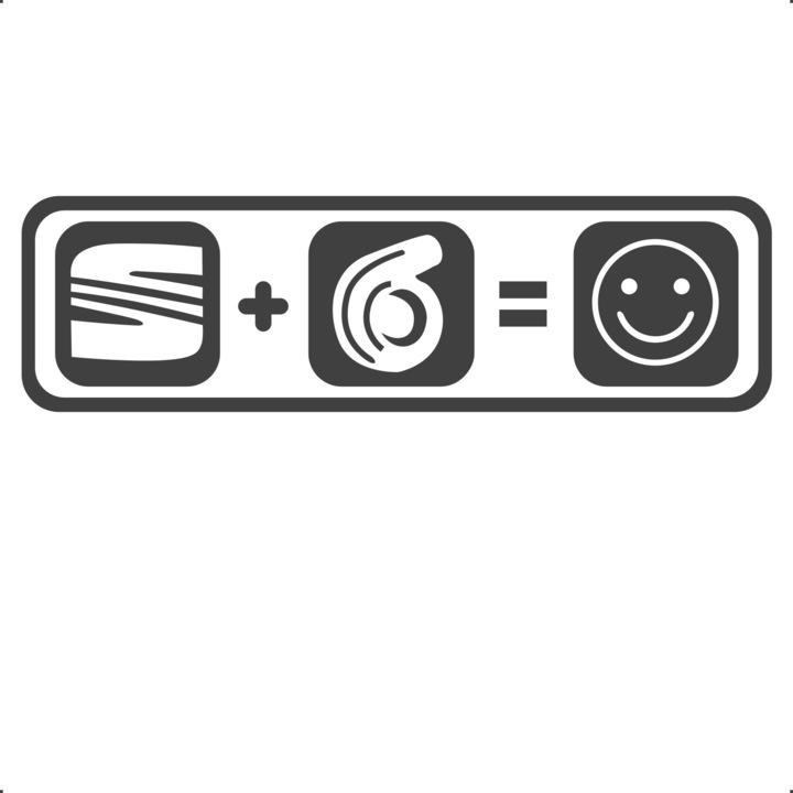 Sticker auto seat turbo happy, Cri Flo, Rezistent la apa, Culoare Gri, Marime 21 cm