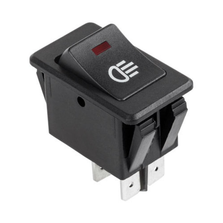 Intrerupator auto Generic ASW-17 ON-OFF 4 pini, 12V, 35A, cu bec rosu, rezistenta 10000 cicluri