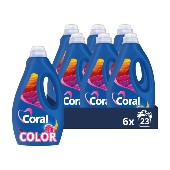 Folyékony mosószer színes ruhákhoz Coral, 6 x 1 darabos készlet, 15L, univerzális, 60 mosásra