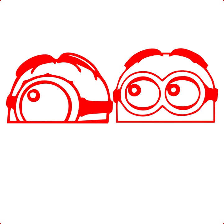 Sticker auto minion v3, Cri Flo, Rezistent la apa, Culoare Rosu, Marime 21 cm