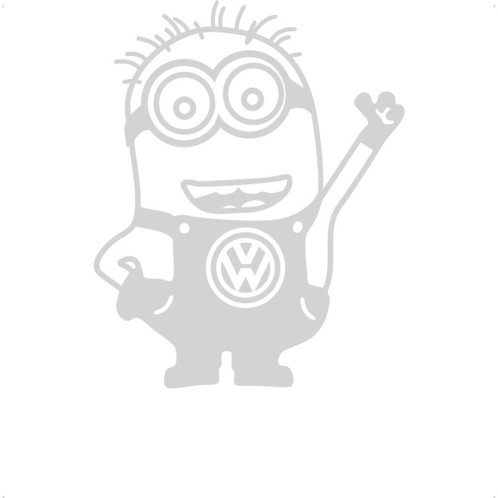 Sticker auto minion vw ok, Cri Flo, Rezistent la apa, Culoare Alb, Marime 21 cm