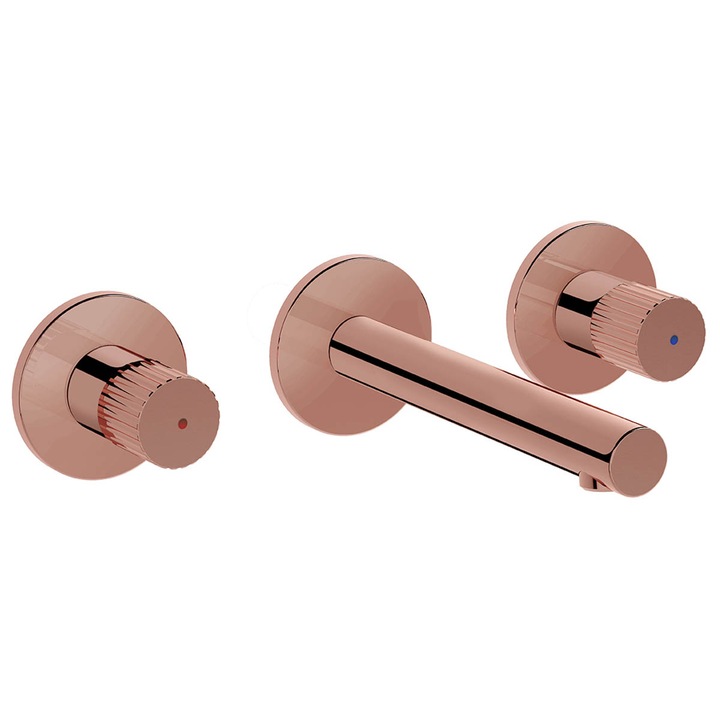 Вграден смесител за мивка за баня, открита част с 3 розетки, медно покритие, A4258226