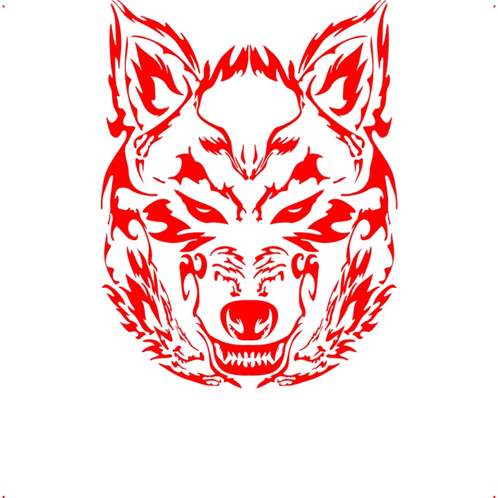 Sticker auto lup tribal v2, Cri Flo, Rezistent la apa, Culoare Rosu, Marime 21 cm