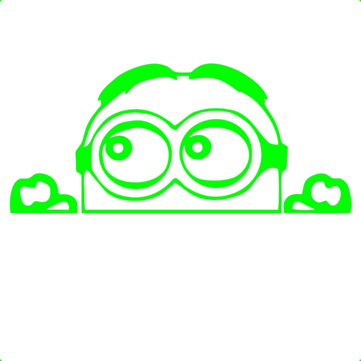 Sticker auto minion capota, Cri Flo, Rezistent la apa, Culoare Verde, Marime 21 cm