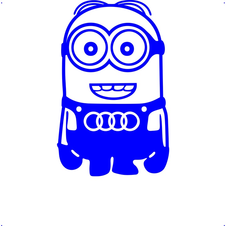 Sticker auto minion audi zambaret, Cri Flo, Rezistent la apa, Culoare Albastru, Marime 21 cm