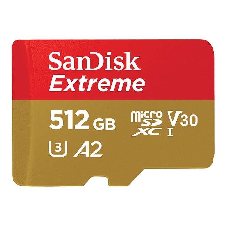 Карта памет Sandisk Extreme microSDXC 512GB с адаптер, A2, V30