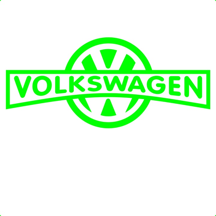 Sticker auto sigla vw, Cri Flo, Rezistent la apa, Culoare Verde, Marime 21 cm