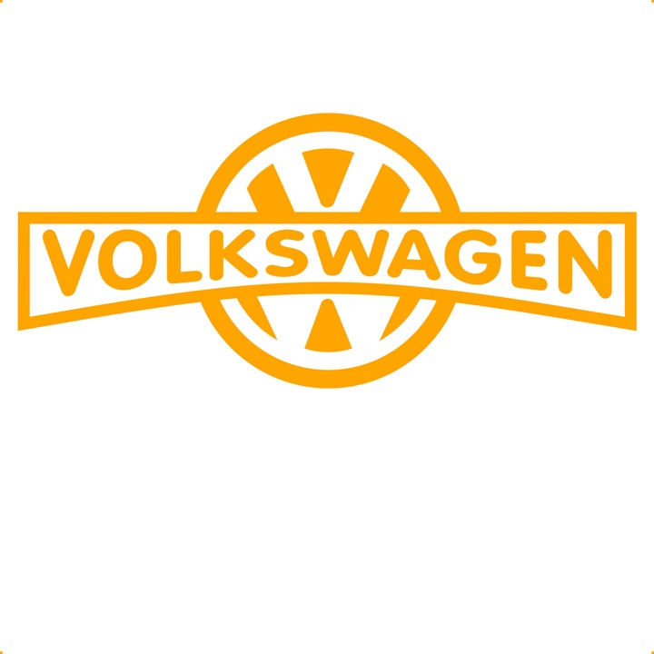 Sticker auto sigla vw, Cri Flo, Rezistent la apa, Culoare Portocaliu, Marime 21 cm