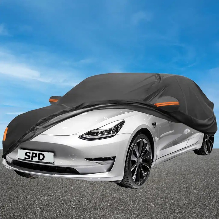 Husa auto Speed1, Sedan, impermeabila, fermoar lateral, negru, 2XL