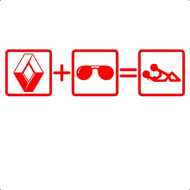 Sticker auto still renault, Cri Flo, Rezistent la apa, Culoare Rosu, Marime 21 cm