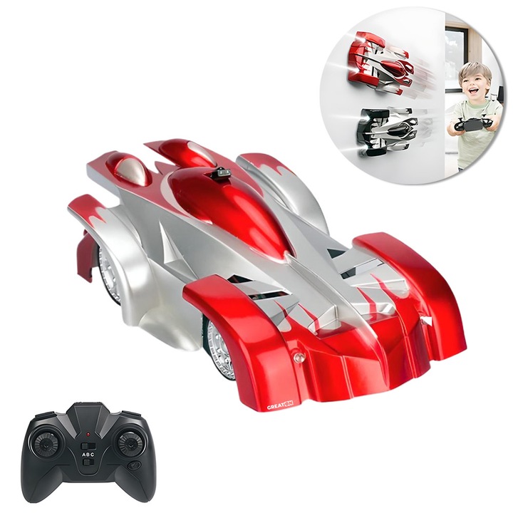 Masinuta Inteligenta GREATON, Functie Antigravitationala, Jucarie Care Se Deplaseaza Pe Pereti Si Tavan, Culoare Rosie