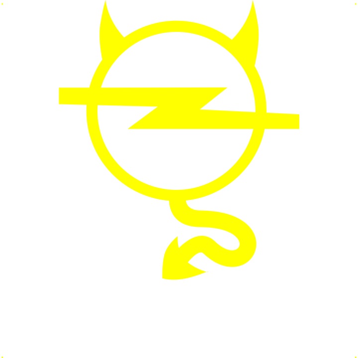 Sticker auto sigla opel coarne, Cri Flo, Rezistent la apa, Culoare Galben, Marime 21 cm