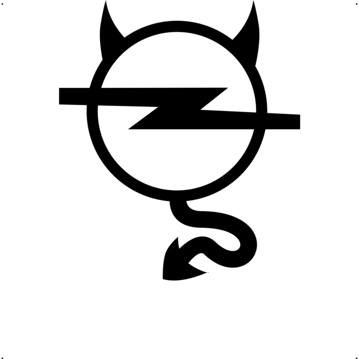 Sticker auto sigla opel coarne, Cri Flo, Rezistent la apa, Culoare Negru, Marime 21 cm