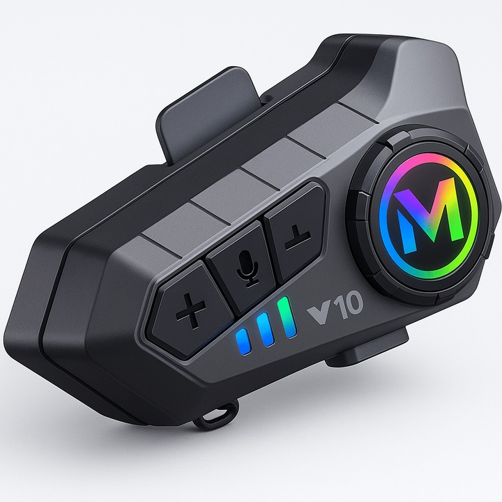 Intercom pentru casca moto, Speed1 Y10, Bluetooth, autonomie 32h, rezistent apa IPX6, negru